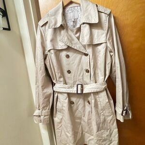 Banana Republic Light Cream Double-Breasted Trench Coat with Belt